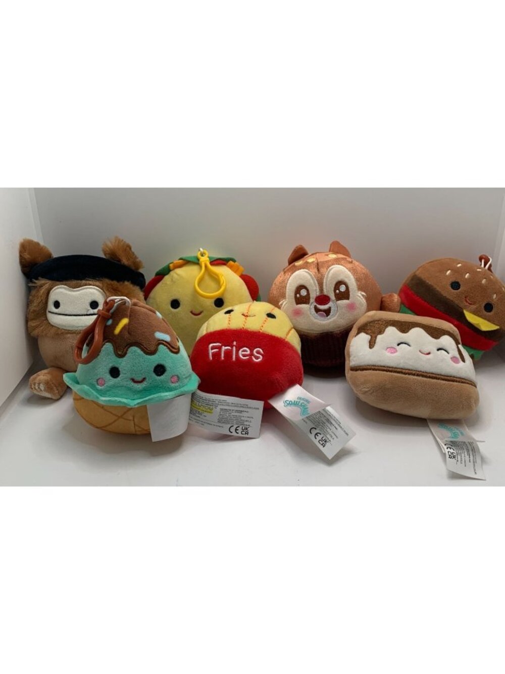 Set Of 7 Original Squishmallows Mini Plush Keychains Food & Animal Designs
